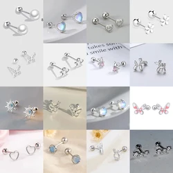 New Exquisite Sweet Small Bear Screw Earrings For Women Girls With Pink Zircon Cute Playful Party Jewelry Accessories Gifts
