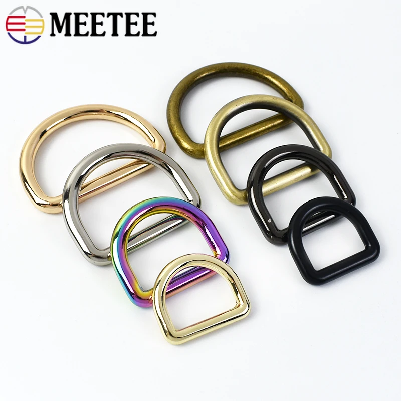 10Pcs 10-38mm Metal D Ring Buckles Backpack Strap Adjuster Clasp Pet Collar Connect Rings Webbing Belt Loop DIY Bag Accessories