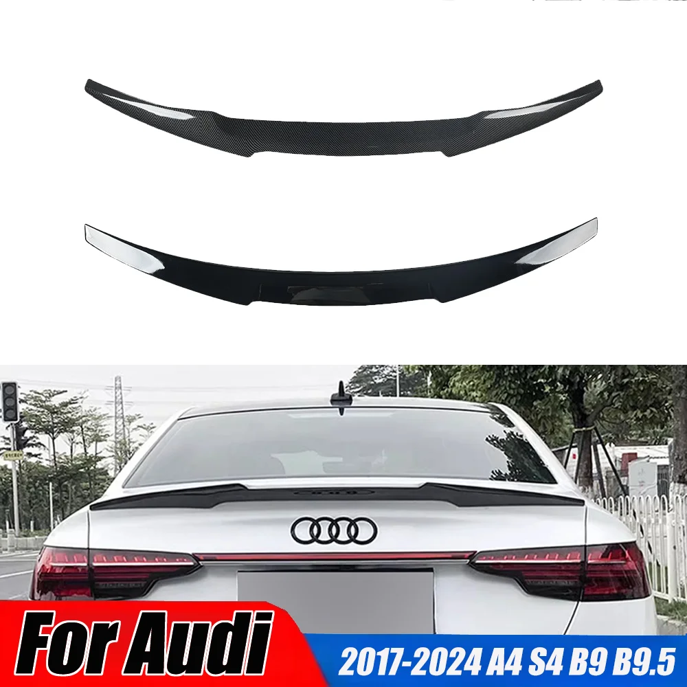 

For Audi 2017-2024 A4 S4 B9 B9.5 Sedan s4 Style Rear Trunk Spoiler Wing Lip Tail Fin Auto Tuning Decorative Accessories