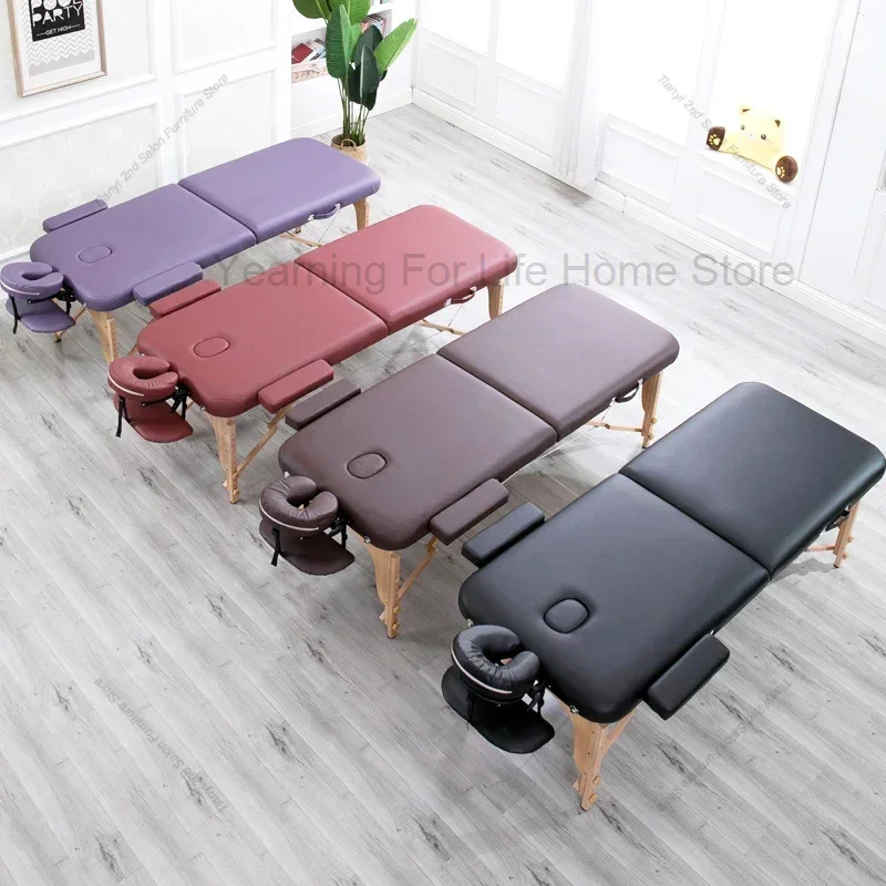 Foldable Massage Bed Portable Massage Moxibustion Bed Tattoo Beauty Bed Solid Wood Lit Pliant Commercial Furniture