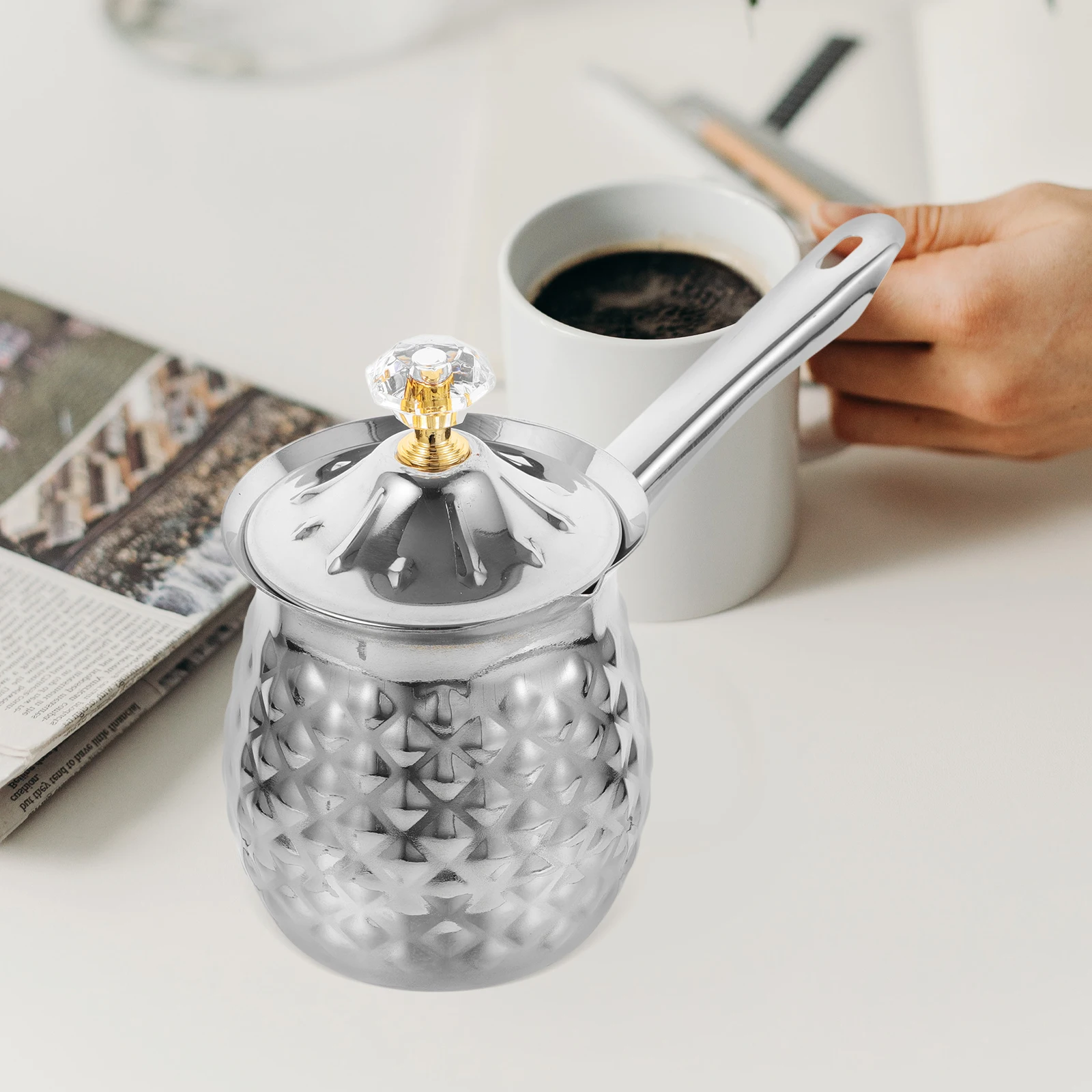 

Stainless 400ml Metal Beverage Pot Daily Use Kitchen Milk Kettle Espresso Drink Pot Lightweight Easy Clean