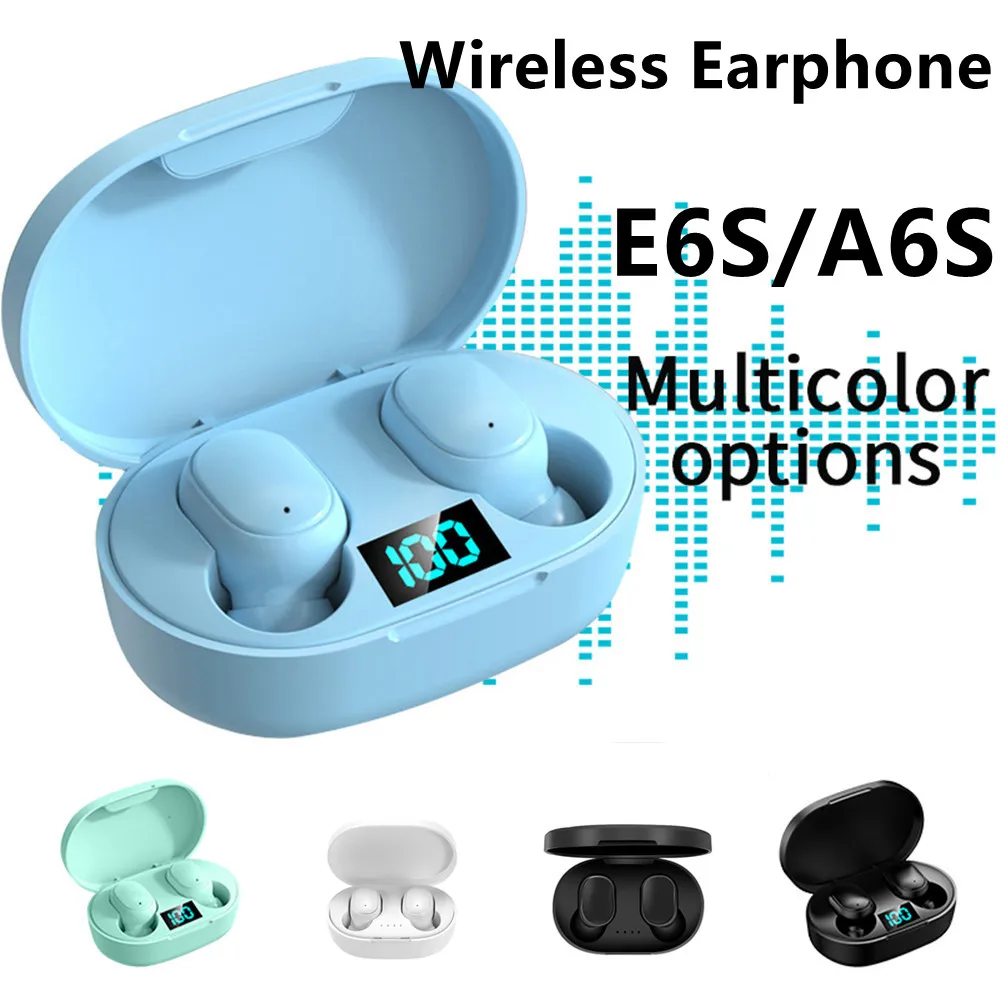 E6S/A6S TWS Wireless Bluetooth headsets 5.2 Earbuds LED Power Display Waterproof Noise Reduction Headsets with Mic for xiaomi