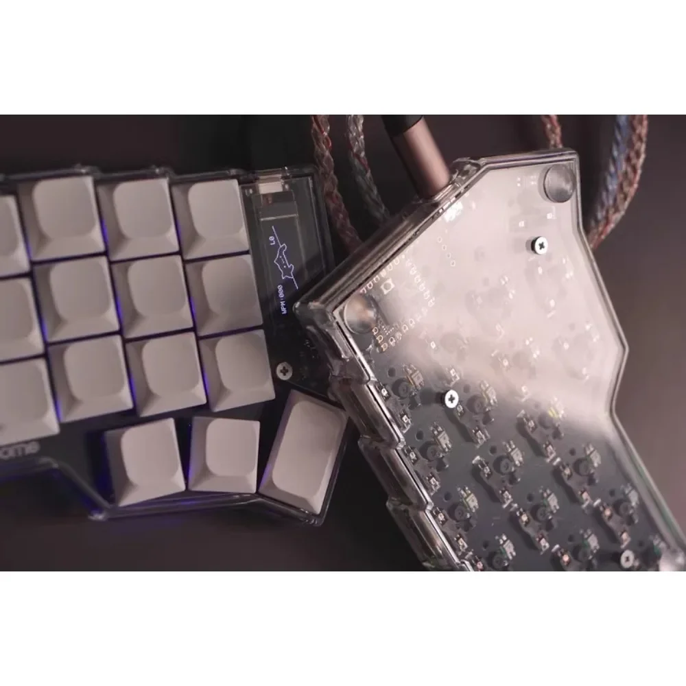 لوحة مفاتيح كورن شفافة مقسمة مخصصة RGB Kaih Choc V1 Horn لوحة مفاتيح سلكية أحادية الوضع لوحة مفاتيح ميكانيكية FR4 Gamer Teclado