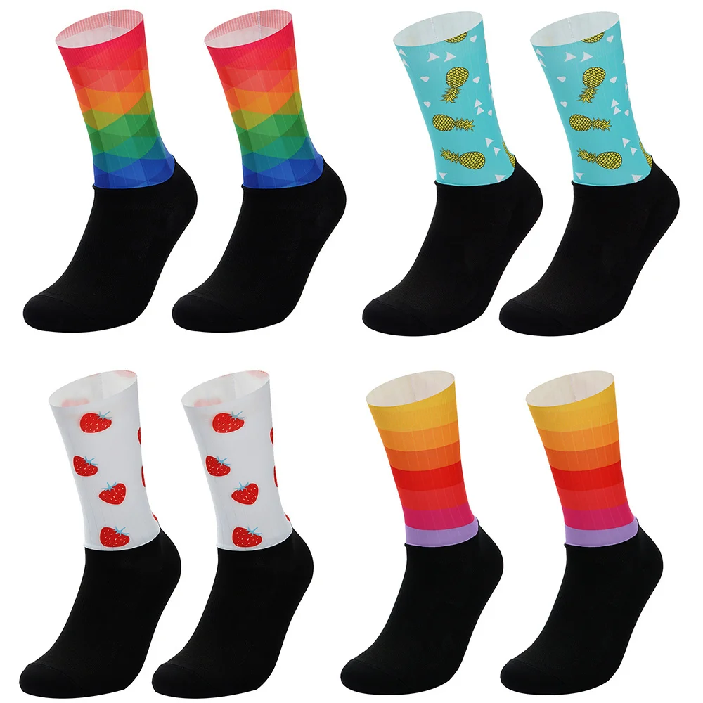 Colors 21 New Material Cycling Socks Funny Anti Slip Men Women Bicycle Socks Non-slip Sports Running Camping Socks