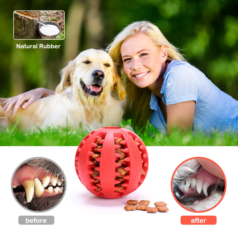 Pet toy durable soft rubber ball chew toys tooth cleaning leakage food dog cat toys