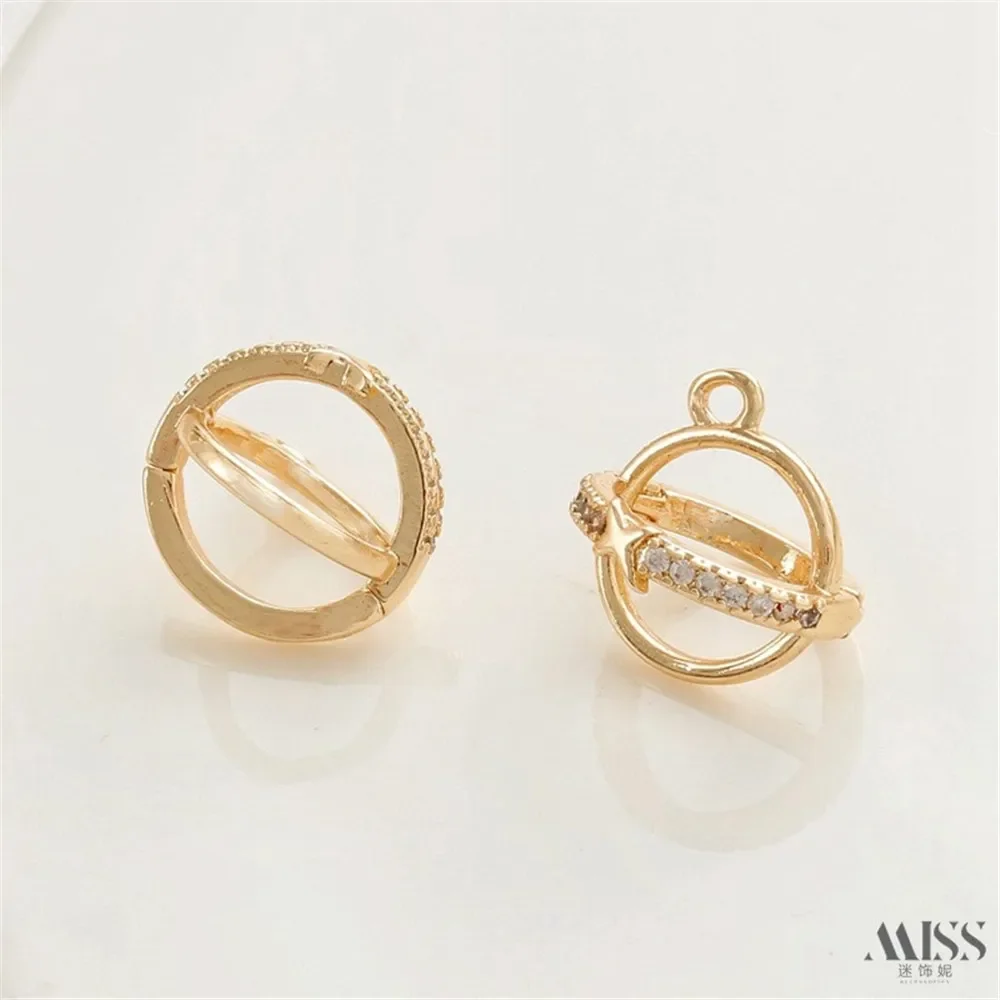 

14K Bag Gold Inlaid Zirconium Universe Planet Openable Bag Bead Ball Buckle Pendant DIY Pearl Crystal Jewelry Accessories