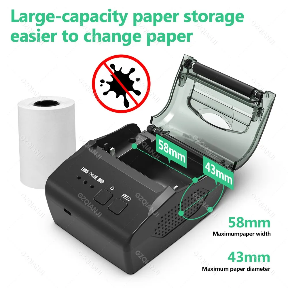 USB Bluetooth Thermal Receipt Ticket POS Printer Wireless Mini Portable Mobile Print 58MM Machine for Loyverse POS Retail Store