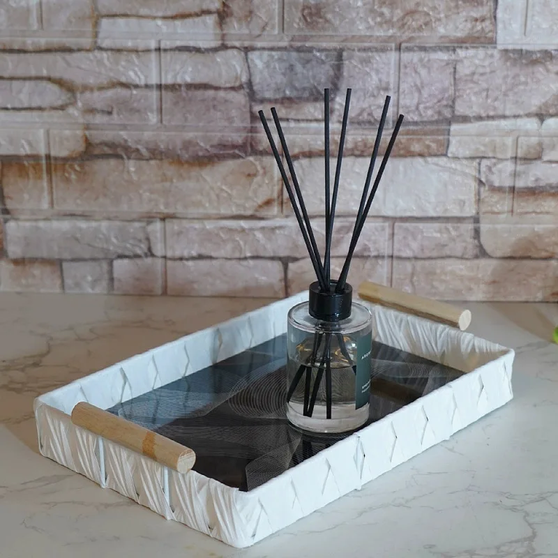 

-border Retro Style Desktop Simple High-Value White Tray Cosmetic Storage Box Bedroom Decoration Ornament