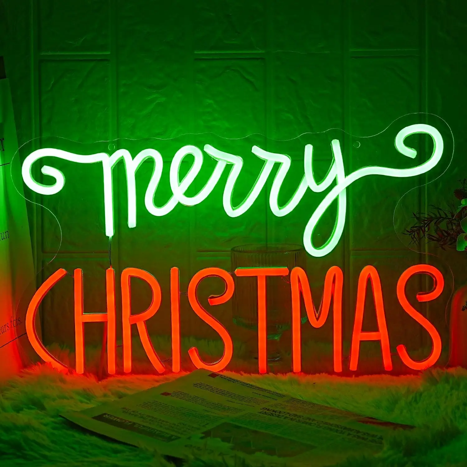 

Merry Christmas Neon Sign Art Letters Glowing Neon Led Light Sign Xmas Wall Decor For Room Decoration Home Party Shop Dimmable