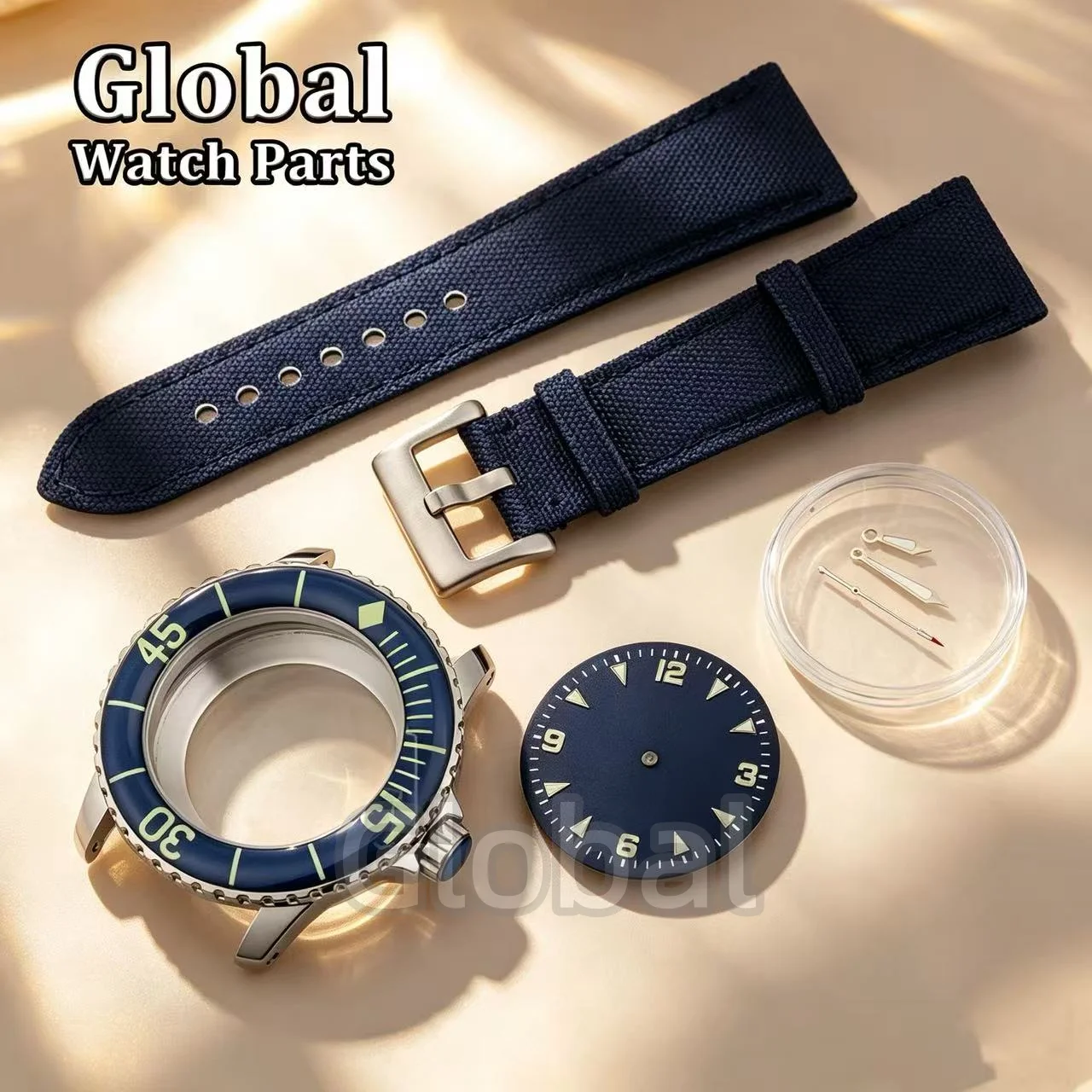 

45mm Watch Case for fifty fathoms Watch 32mm Dial Green Luminous Hands 5ATM Waterproof Stainless Steel Case fit NH35 Movement