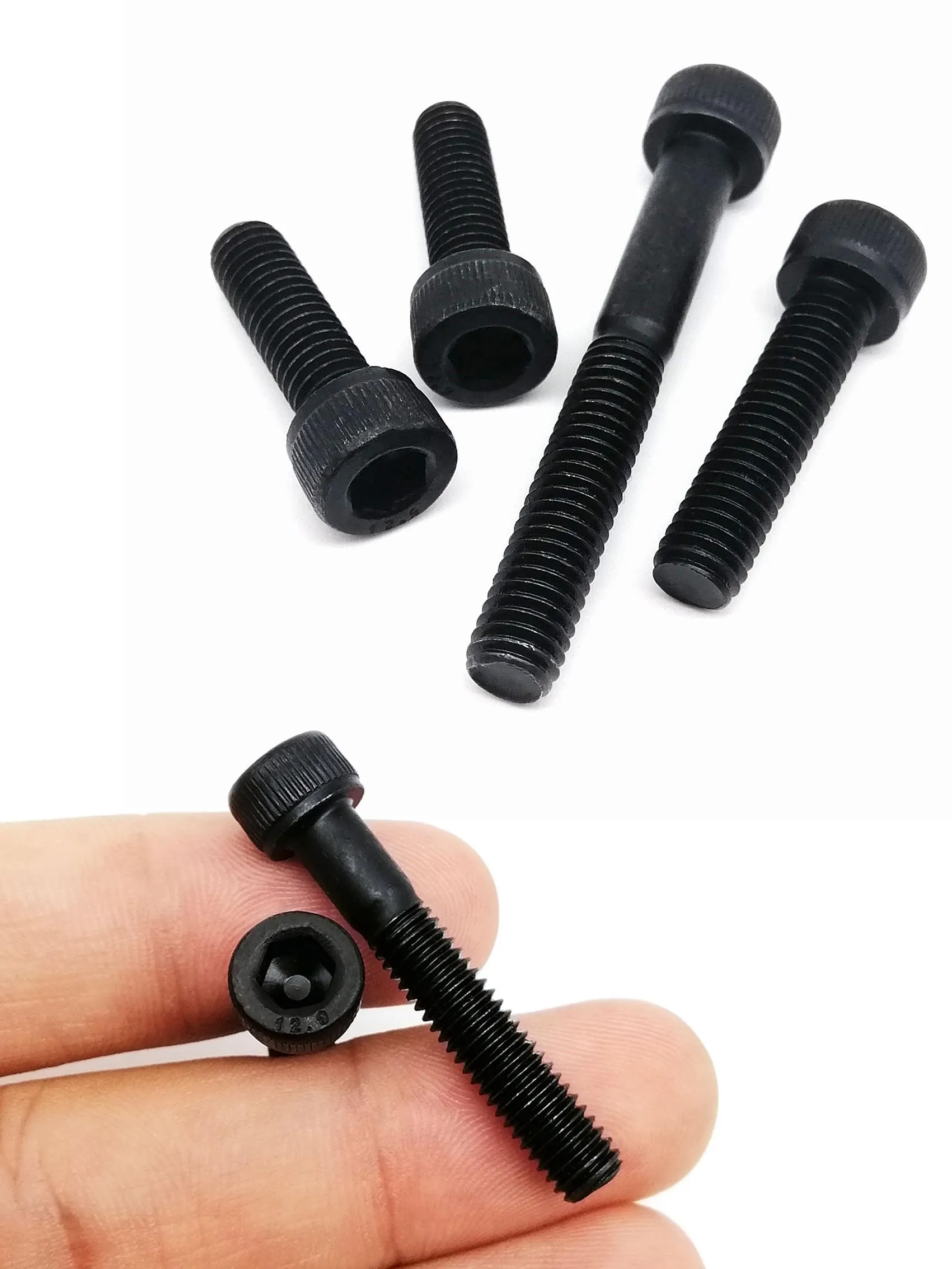 HZYUEGOU M2 M2.5 M3 M3.5 M4 M5 M6 M8 Schwarze Sechskantschrauben aus Stahl der Güteklasse 12.9, verlängert, 4-150 mm – Detail 2
