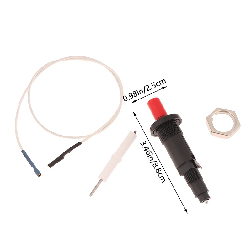 1Set Push Button Piezo Ignitor With Cable Spark Ignition Kit Pressing Sparking For Oven Stove BBQ Camping Hiking