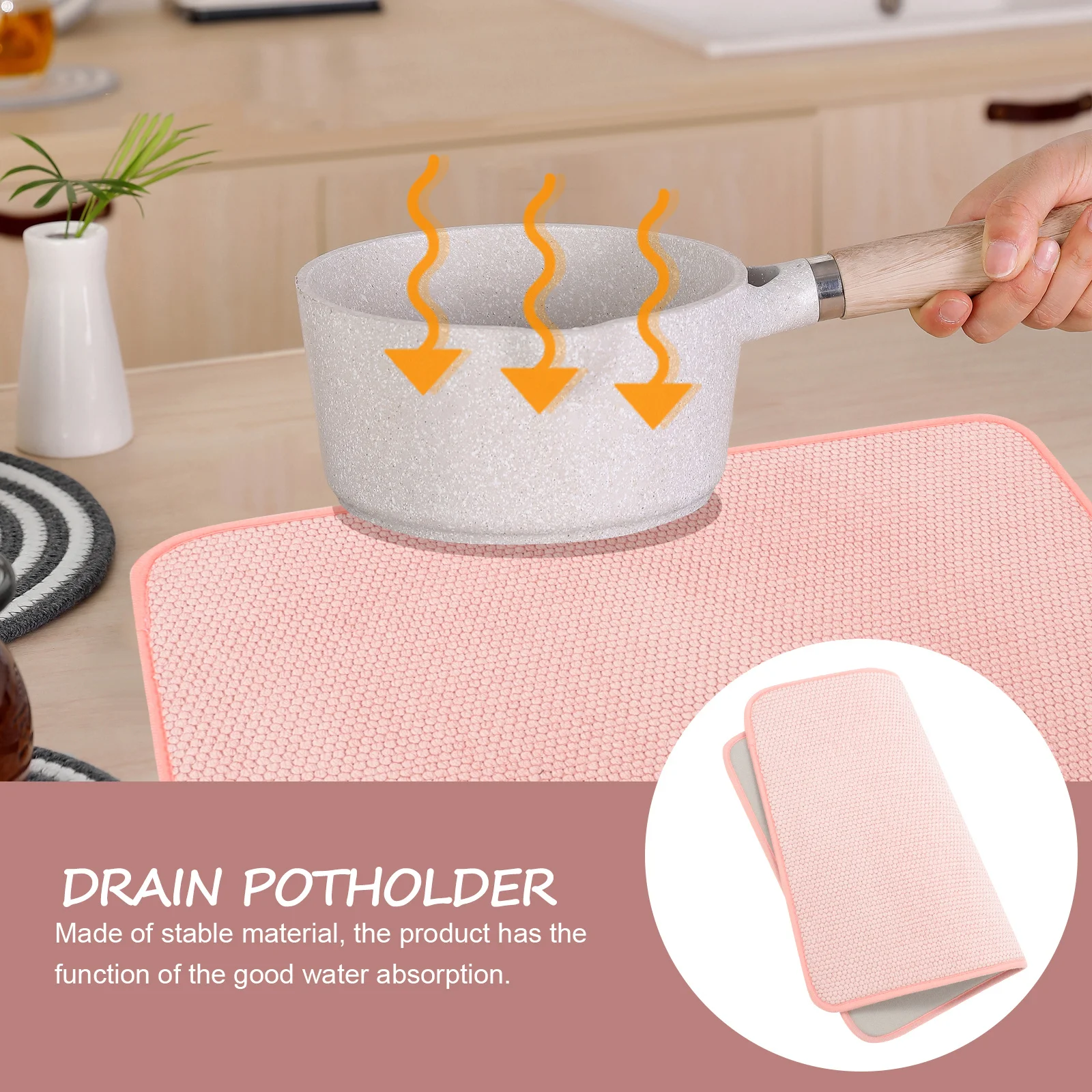 

Dish Drying Mat with High Water Absorption Compact Lightweight Kitchen Sink Mat Anti-Skid Drying Pad for Cups and Cutlery