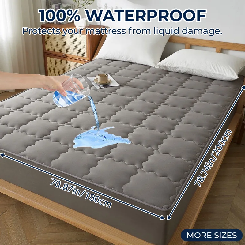 

Стеганая одноместная простыня с геометрическим рисунком, однотонный защитный чехол для матраса с эластичной лентой, простыня Queen King для взрослых