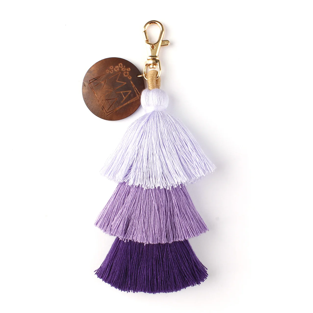 Mother Day Gift 3 Layers Cotton Tassel Keychains for Women Macrame Key Rings Bag Keychain