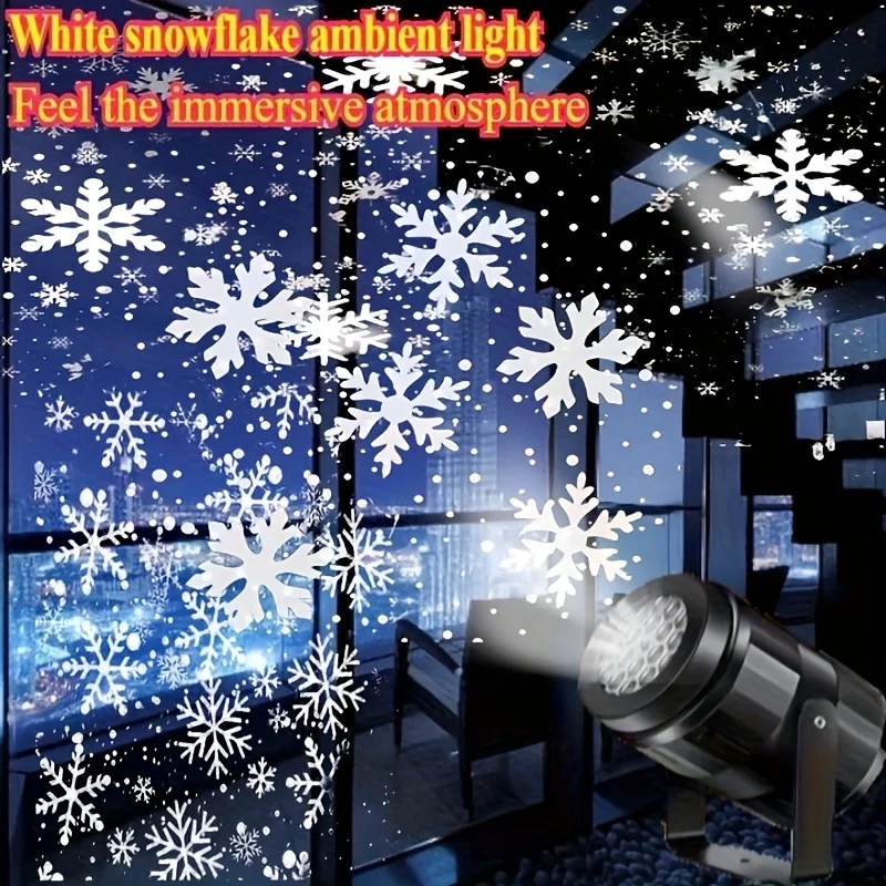 1pc LED Snowflake Projection Light, USB Powered Rotating Snowflake for Christmas,Halloween,Simulating Winter Snow, Passion Party