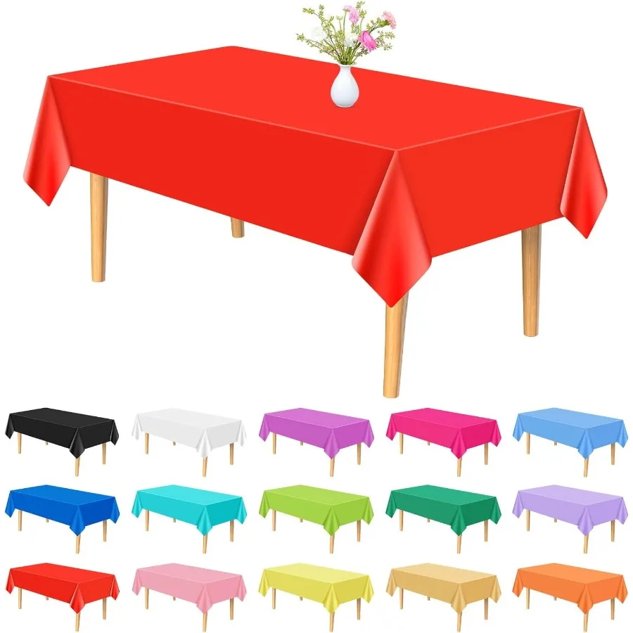 

15 шт. разноцветная скатерть, пластиковая крышка для стола 54x108, прямоугольная скатерть для пикника Ih для выпускного, дня рождения, Рождества, ребенка
