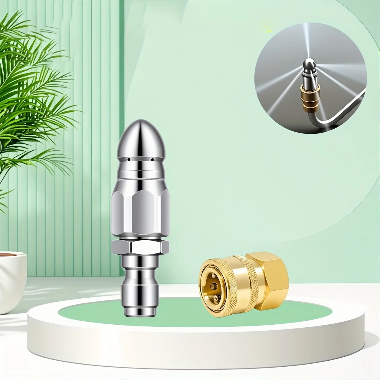 2Pcs cleaning machine drain nozzle set, sewage nozzle combination, 1/4 inch high-pressure cleaning machine drain nozzle