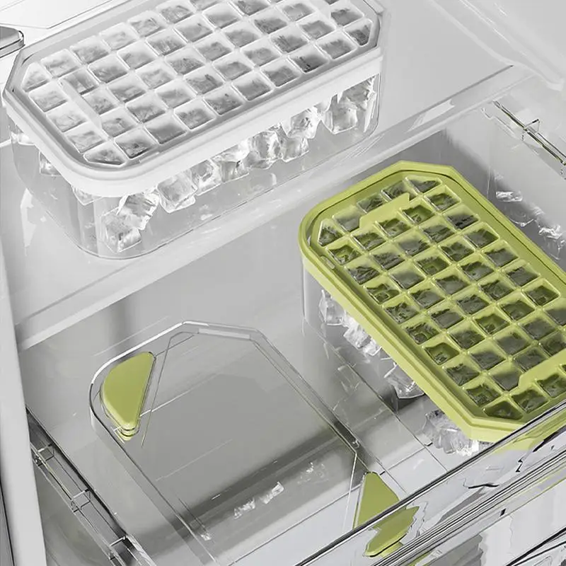 Ice Trays for Freezer Portable Easy Release Ice Cube Holder Square Mold with Bins Freezer Trays with Lids Ice Cube Maker Ice