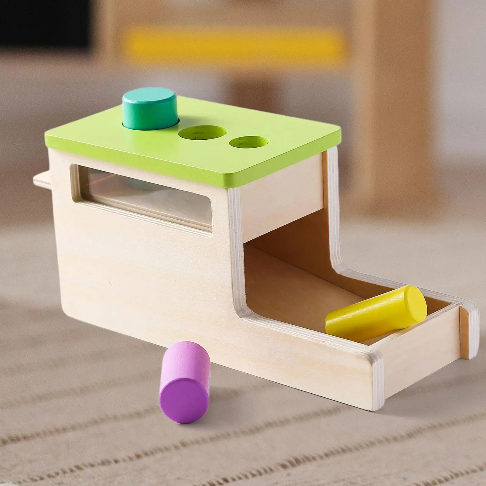 Objekt Permanenz Box Farbe Form Sortierung Entwicklungsspielzeug Holz Ball Drop Spielzeug Spielzeug für Vorschulkinder