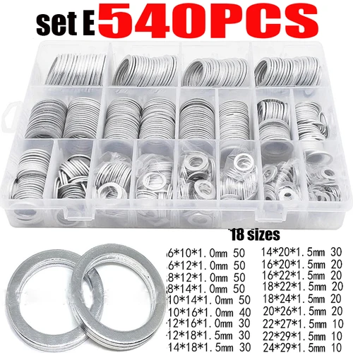 540/450/360/280/200 Uds arandelas tapón de drenaje de aceite juntas combinación de arandela plana de aluminio KitM6 M8 M10 M12 M14 M16 M18 M20 M22 M24