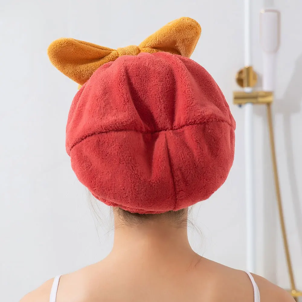 Dry Hair Cap Cute Bow Velvet Towel Ladies Super Absorbent Quick Dry Head Wrap Towel Shampoo Bath Caps Bathroom Toiletries