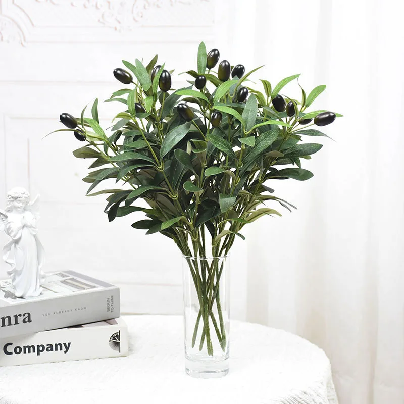 

Artificial olive leaves branch green decor For wedding home vase DIY Flowers bouquet Plant Flower arrangement props decoration