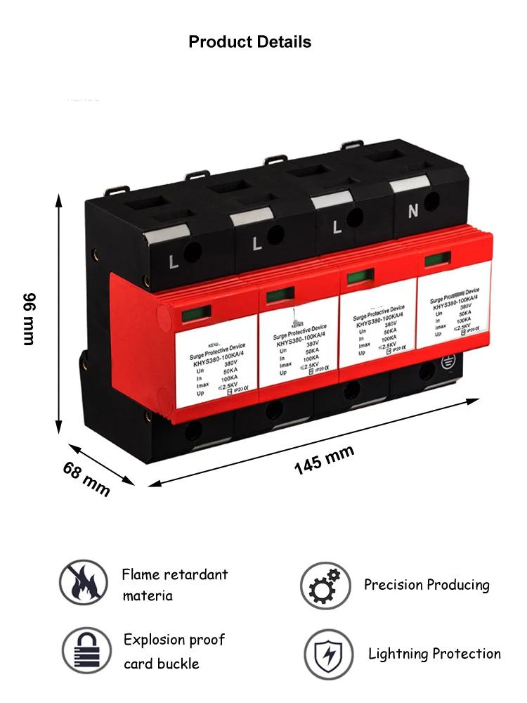 Certified three-phase 80ka arrester 380 volt AC surge protector