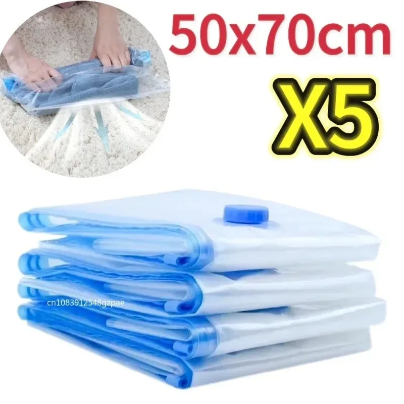 NIEUWE 3/5PCS Vacuüm Opbergzakken voor Kleding, Beddengoed, Ruimtebesparende Zakken Opslag Vacuüm Seal Pakket, gecomprimeerd Organizer Bag - afbeelding 1