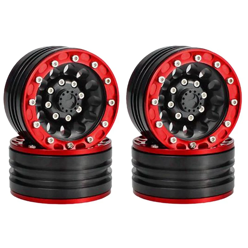 

4Pcs RC 1: 10 Rock Crawler Wheels Cool Metal Alloy Rims 1.9Inch Beadlock Wheels Replacement Spare Parts For SCX10 CC01