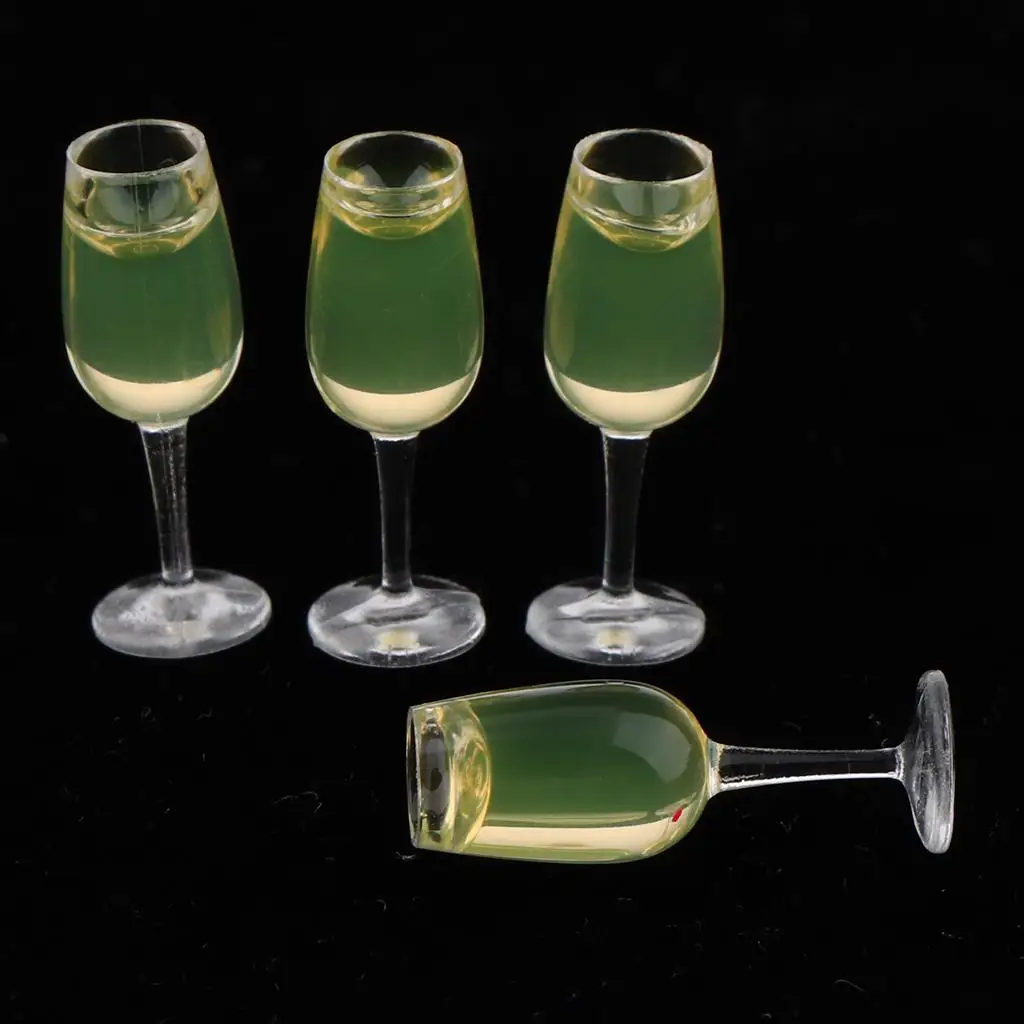 4pcs Dollhouse Miniatures 1:12 Scale Glasses Goblets Toys Doll Kitchen Dining Room Decorations