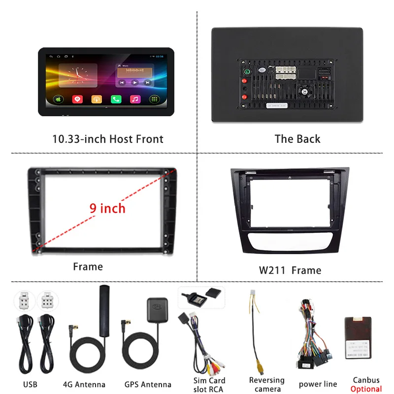 LJHANG Android 13 Car Multimedia Player For Mercedes Benz E-Class W211 2005 W463 W219 Car Radio Stereo Audio 10.33Inch GPS Video