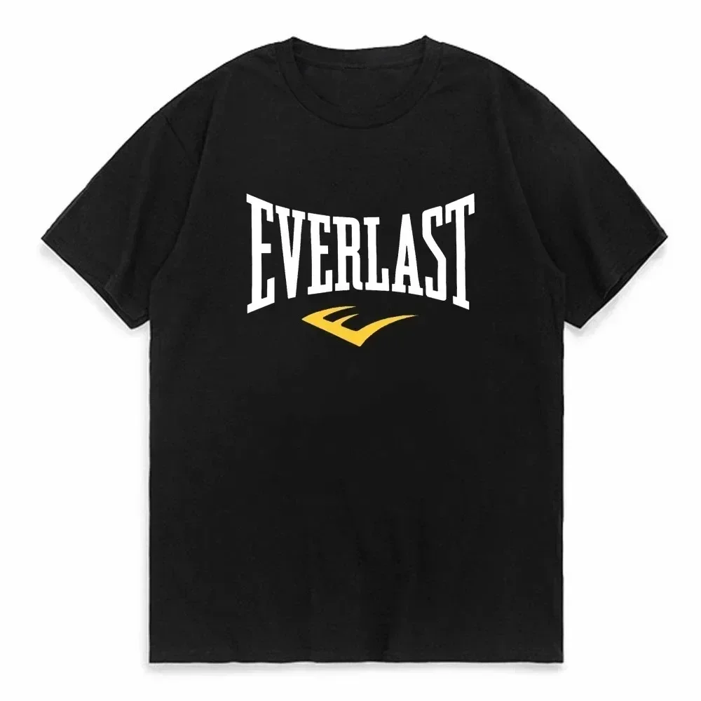 Boxing EVERLAST Men Loose Casual Short Sleeves T-shirt Men's Women's O-Neck T Shirt Cotton Tee Fitness Sports Tops Streetwear