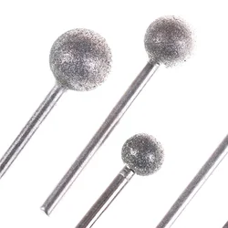 6PCS Diamond Grinding Needle Head Kit 33-40mm Length Round Ball Burr Drill Bit Set For Carving Engraving Drilling 4-12mm