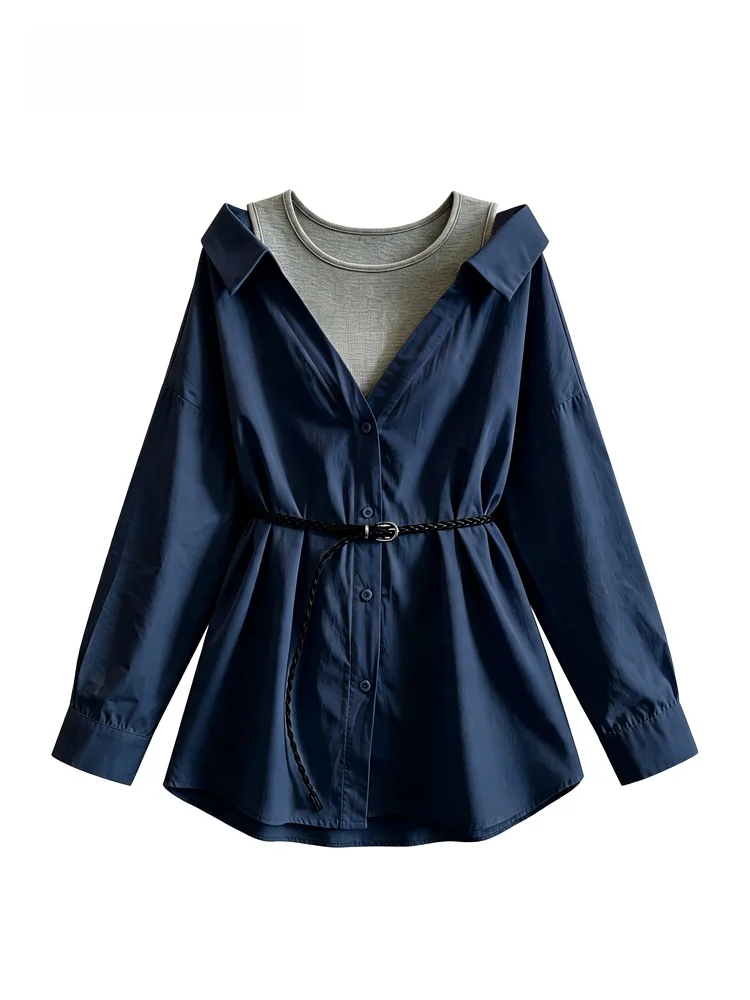 Fashionable plus Size Shoulder Bared Long Sleeve Shirt Women's Style Autumn New Arrival Elegant Top for Plump Sister