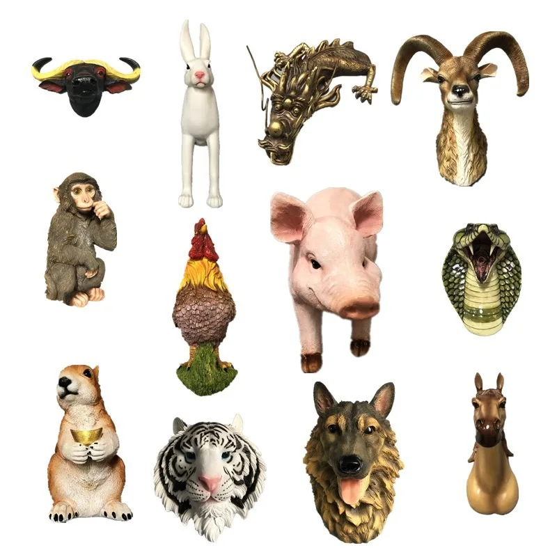 animal head wall decoration Tiger cow Ma Long snake sheep monkey chicken dog pig wall decoration wall
