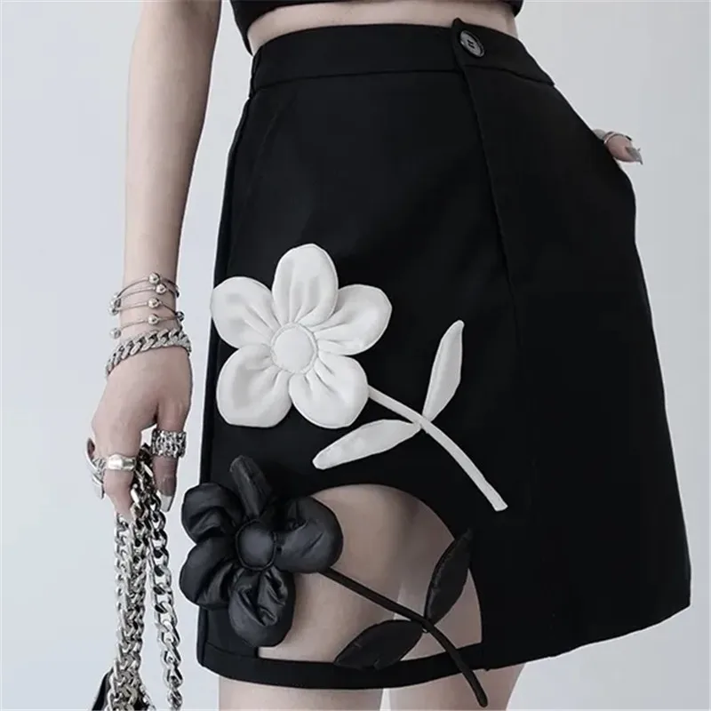 Cut Out Patchwork Floral Mini Skirt For Women High Waist  Colorblock Short Skirts Female Summer Clothing New Faldas Mujer Moda