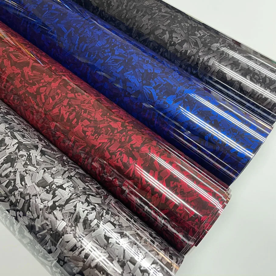 

152cm*200cm New Arrival 7 Colors PET Glossy Forged Carbon Fiber Vinyl Wrap Film Adhesive Motorcycle Scooter Car Decal Wrapping