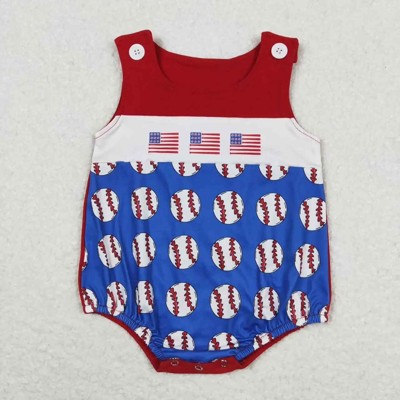 Newborn July 4th Romper Embroidery Flag Jumpsuit Toddler Kid Children Baby Boy Smocked Gingham Overall Bubble Newborn One-piece