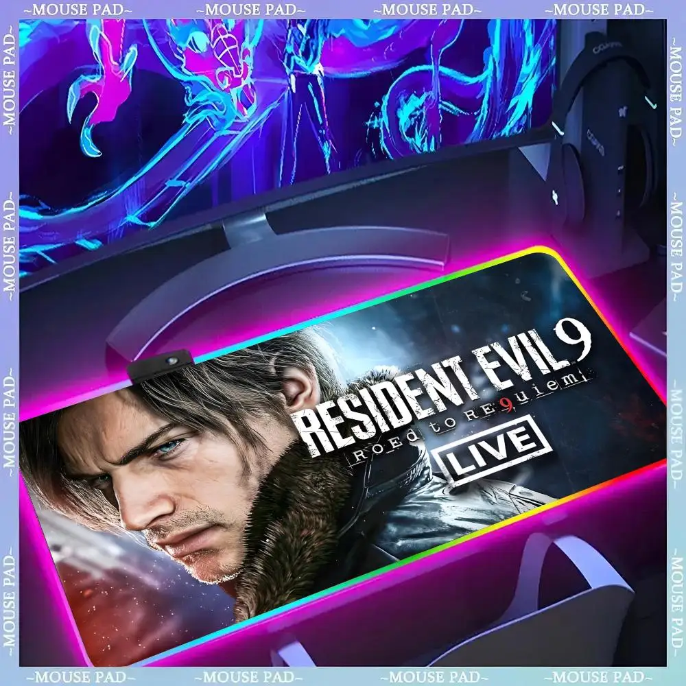 New Game Resident Evil Requiem Mouse Pad Gamer Luminescence Led Mouse Pad Gaming Table Rgb Deskmat Keyboard Pc Mousepad