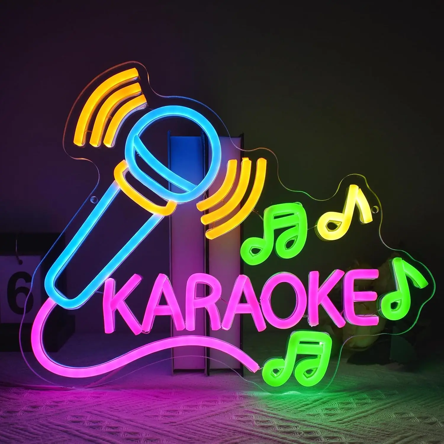  Karaoke Neon Sign USB Powered LED Neon Light for Music Studio Game Room Bar Party Bedroom Decoration Christmas Birthday Gift