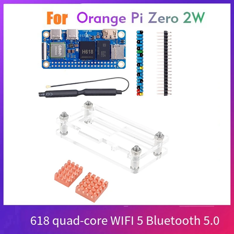 For Orange Pi Zero 2W Development Board 4G RAM+Heat Sink+Case DDR4 Mini PC H618 Wifi5 Bluetooth5.0 Support 4K 60FPS Durable
