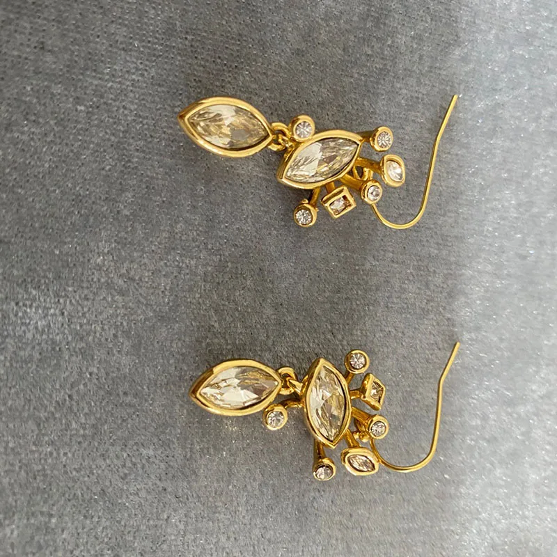 Eye shape stone cluster dangle earrings for women luxury designer earrings dainty delicate vintage jewelry elegant jewelry new