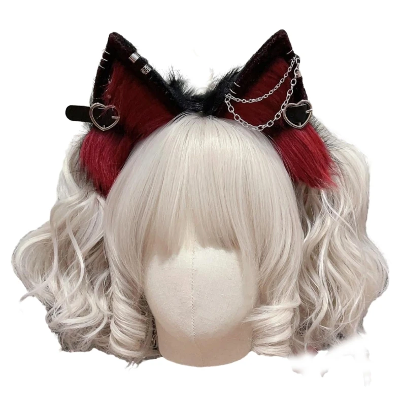 Ear Headband Anime Theme Gatherings Woman Taking Photo Wolf Ear Headpiece