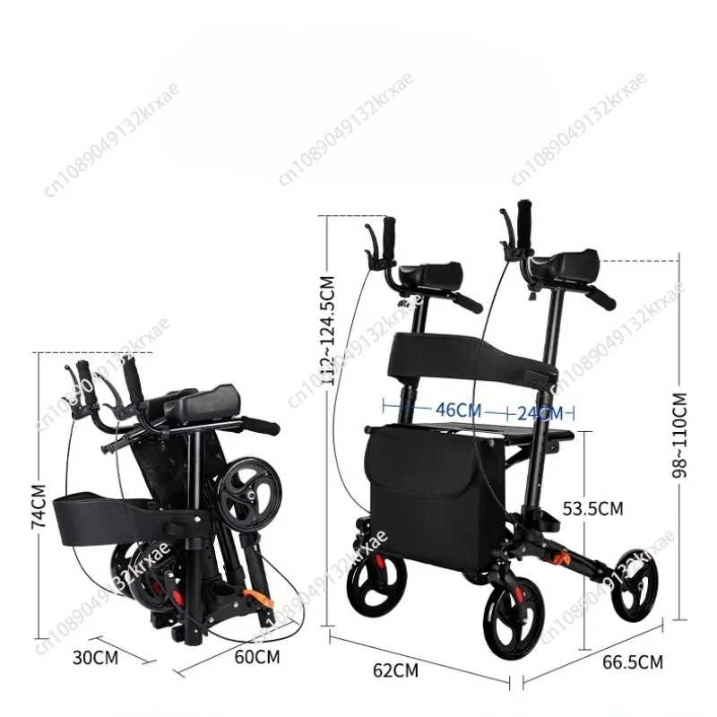 Aluminum Alloy Rollator Walker with 360° Swivel Wheels Height Adjustable Handle Post-Surgery Lumbar Support Rehabilitation Aid