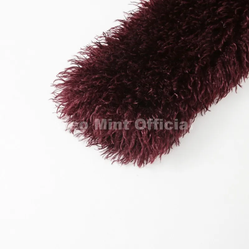 Neo Mint Winter 2025 Trend Burgundy Obsession Long Faux Mongolia Sheep Fur Jacket Coat Women Chic Lapel Collar Fluffy Overcoat