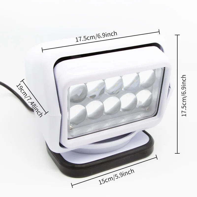 7-Inch Remote Control LED Searchlight 100W Super Bright Car Emergency Spotlight 12V 24V Vehicle Mounted Lamp