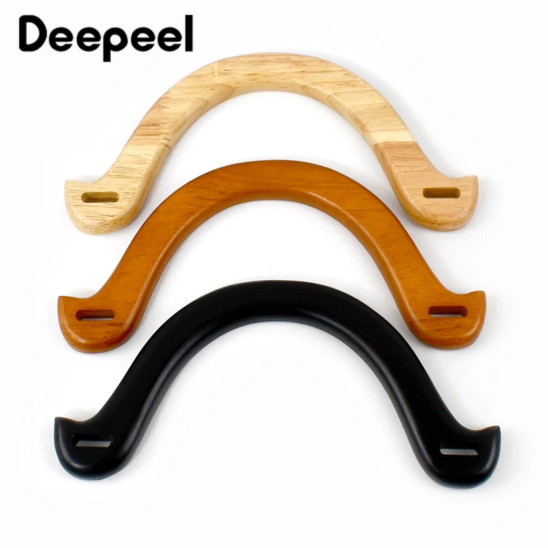 2Pcs Deepeel 22*10.5cm New Wooden Bag Handles Purse Frame Kiss Clasp Brackets Handle DIY Handmade Handbag Woven Bags Accessories