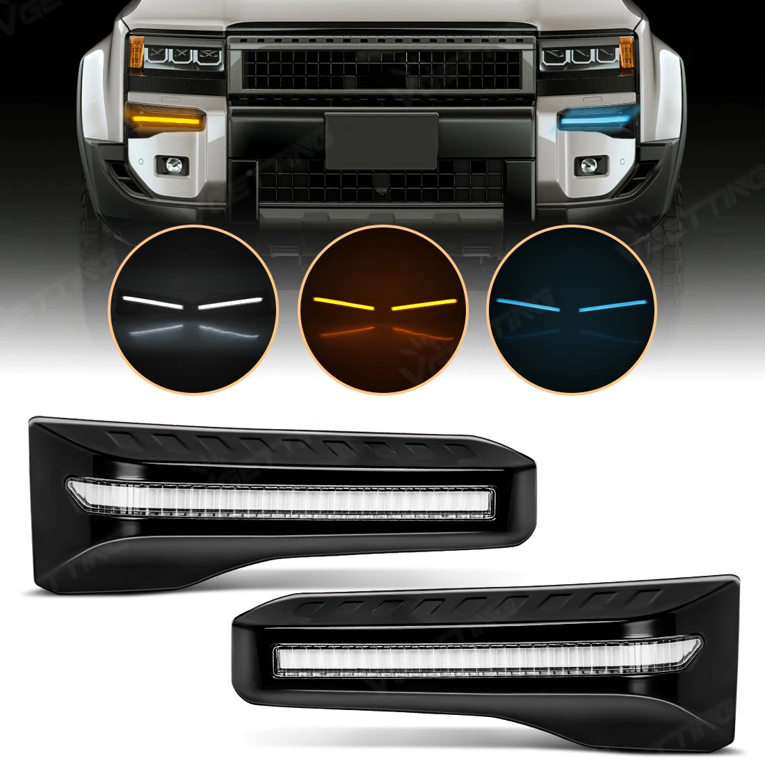 

3-Colors LED Daytime Running Light Assembly For Toyota Land Cruiser 250 Prado LC250 2024 2025 Turn Signal Night Lamp Car Parts