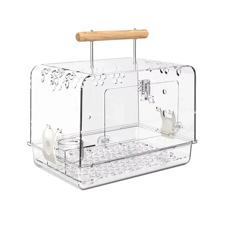 

Прозрачная акриловая клетка для маленьких домашних животных — подходит для попугаев, хомяков и маленьких птиц, прозрачный дизайн